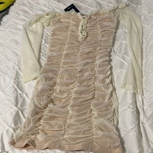 Beige mesh dress